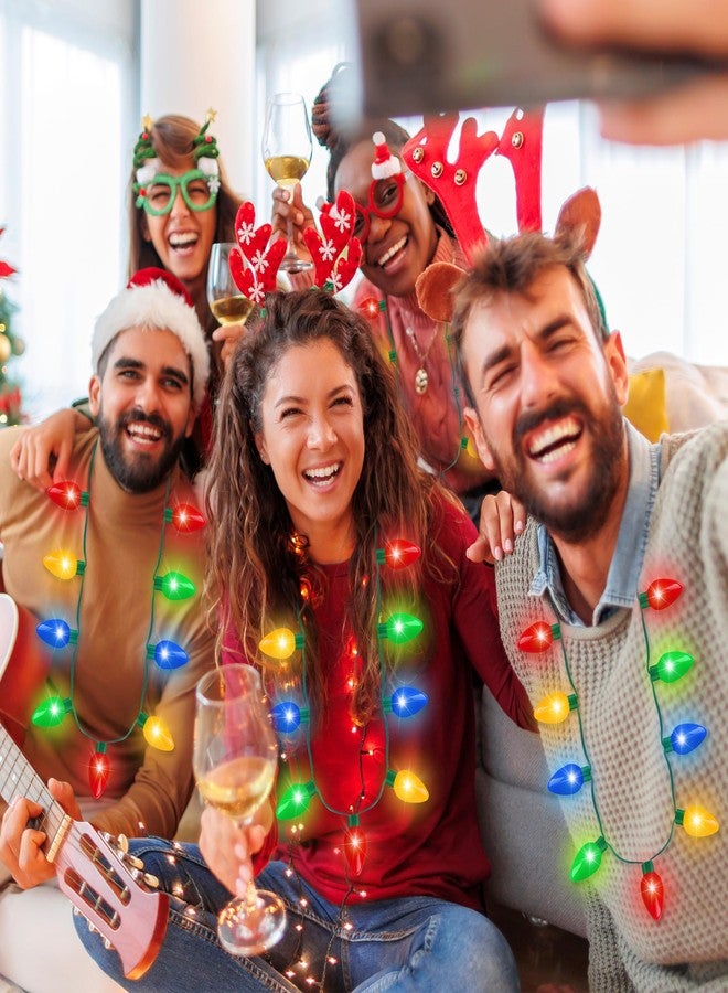Blowata 8Pcs Christmas Light Necklace, 3 Glow Modes Christmas Accessories, 9 Bulbs Christmas Necklaces for Women Suitable for Holiday Party Supplies Ugly Sweater Xmas Decorations Festival New Year Decor - Image 5